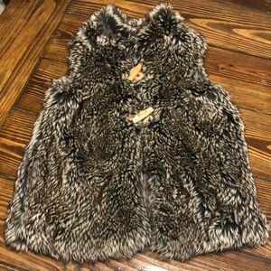ZARA Girls Faux Fur Vest Brown Size 5/6